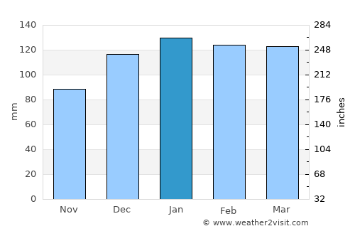 Villa Ojo de Agua average rain in January