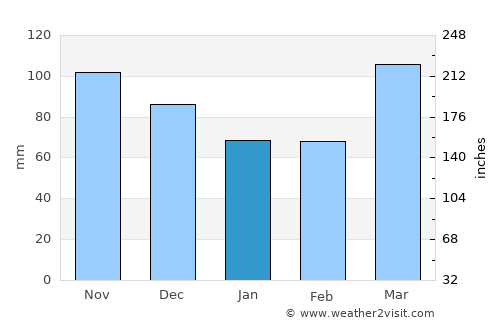 Vincennes average rain in January