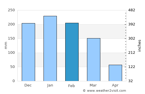 Vinhedo average rain in February