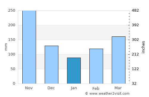 Viotá average rain in January