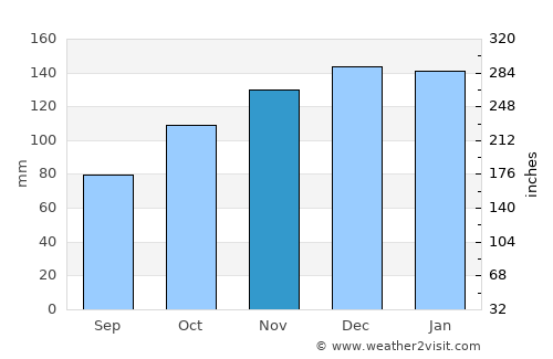 Viveiro average rain in November