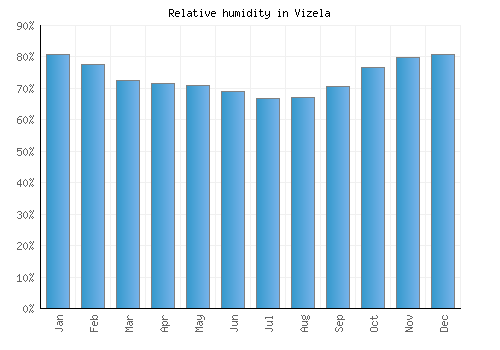 Vizela relative humidity averages