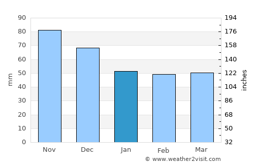 Voćin average rain in January