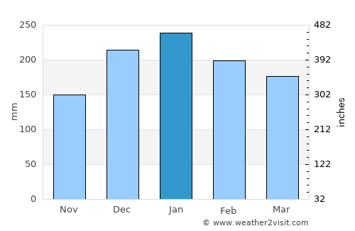 Volta Redonda average rain in January