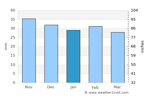 Vutcani average rain in January