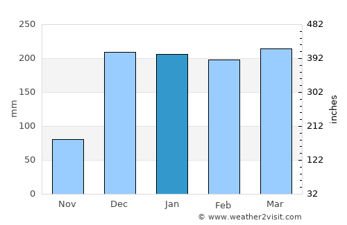 Vwawa average rain in January