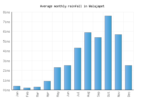Walajapet monthly rainfall chart (inches)