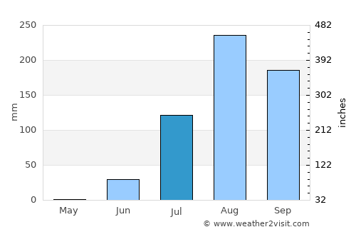 Warang average rain in July
