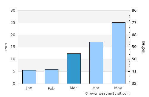 Warangal average rain in March