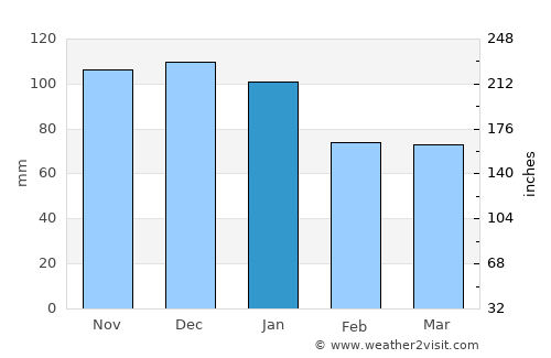 Warm Beach average rain in January
