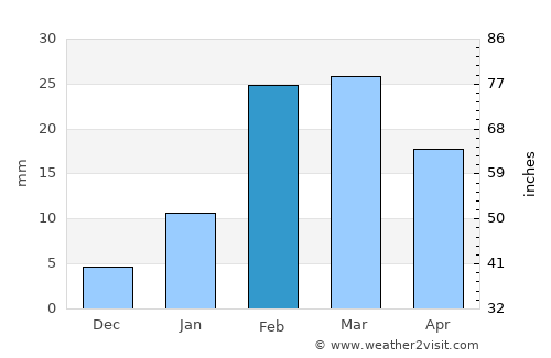 Warmbad average rain in February