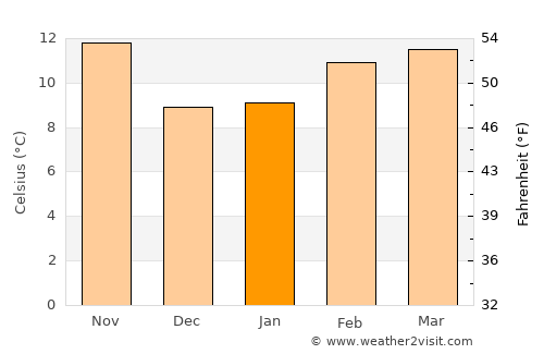 Watsonville average temperature in January