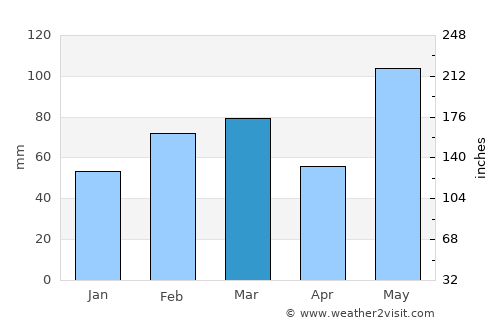 Wauchula average rain in March