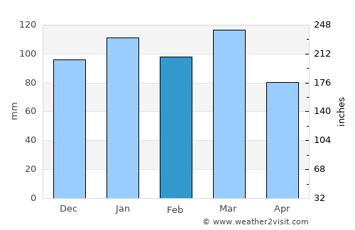 Waycross average rain in February