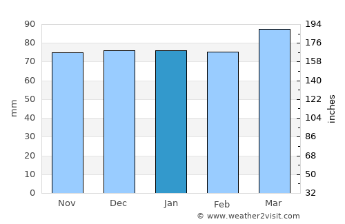 Welch average rain in January