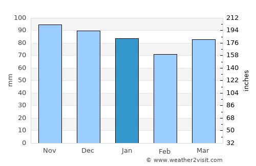 Wellin average rain in January