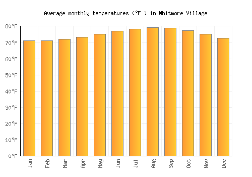 Whitmore Village average temperature chart (Fahrenheit)