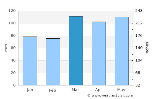 Williamstown average rain in March