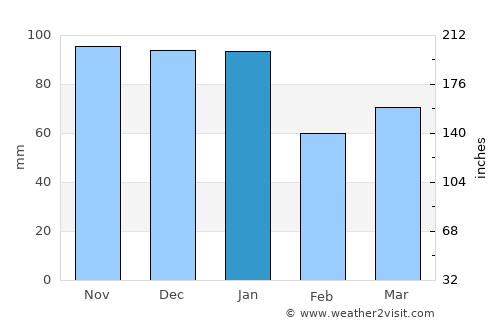 Worthing average rain in January