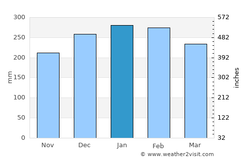 Xapuri average rain in January