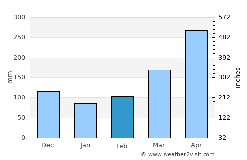 Yacopí average rain in February