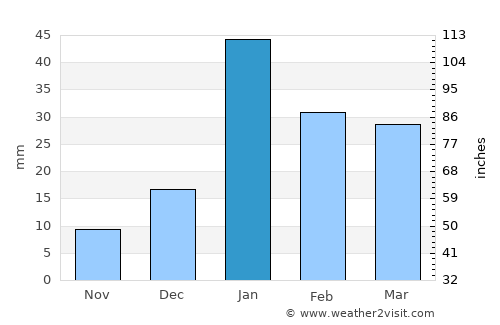 Yamunānagar average rain in January