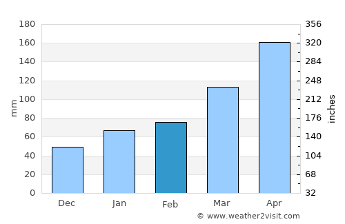 Yanagawa average rain in February