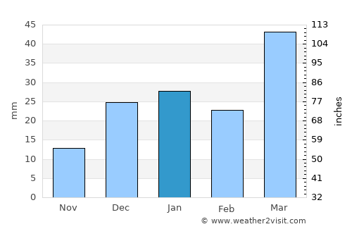 Yangi Mirishkor average rain in January