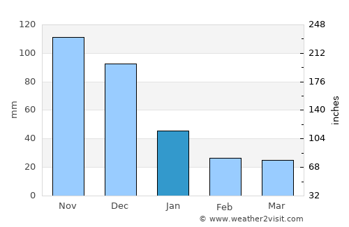 Yaracal average rain in January