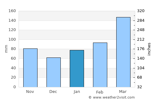 Yatsushiro average rain in January
