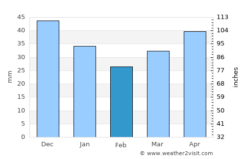 Yel’nya average rain in February