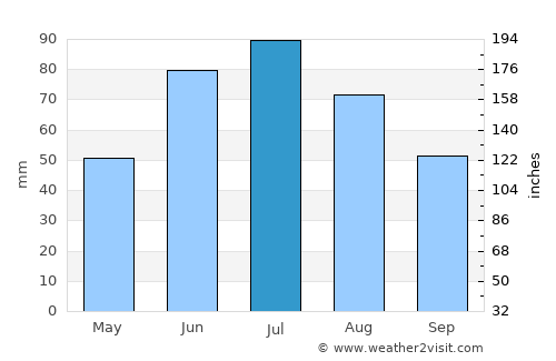 Yel’sk average rain in July
