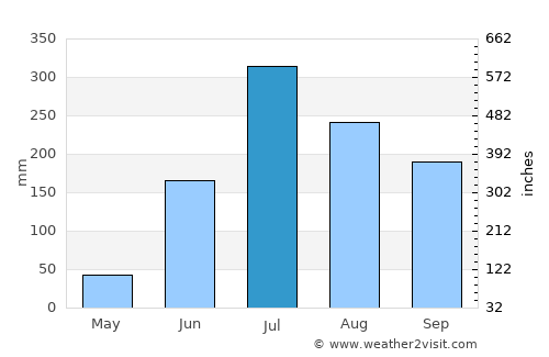 Yellandu average rain in July