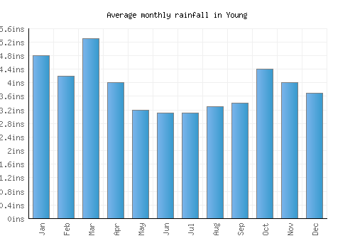 Young monthly rainfall chart (inches)