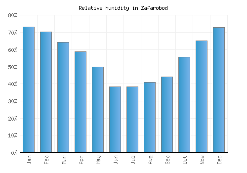 Zafarobod relative humidity averages
