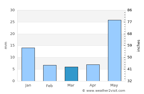 Zapopan average rain in March
