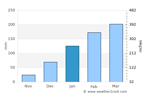 Zaruma average rain in January