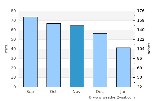 Zelenogorsk average rain in November