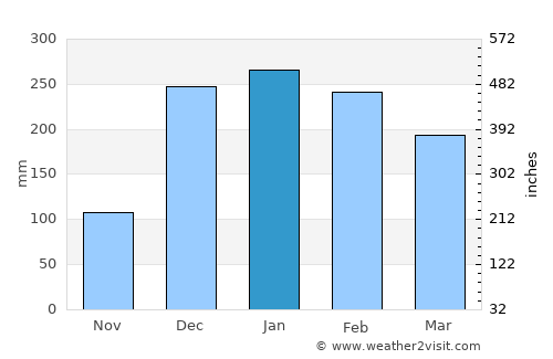Zomba average rain in January