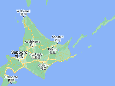 Map showing location of Abashiri (44.02127, 144.26971)