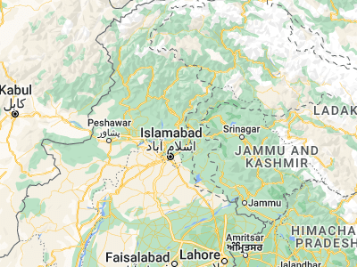 Map showing location of Abbottābād (34.14685, 73.21449)