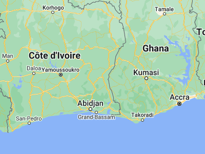Map showing location of Abengourou (6.72972, -3.49639)