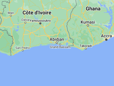 Map showing location of Abidjan (5.30966, -4.01266)