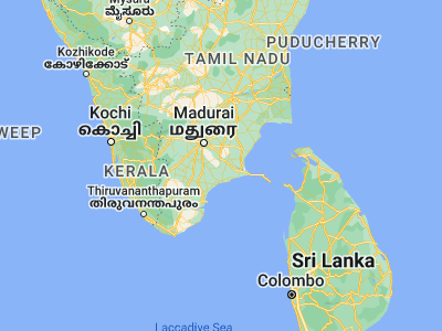 Map showing location of Abirāmam (9.46667, 78.45)