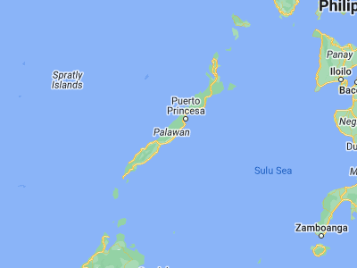 Map showing location of Aborlan (9.43516, 118.5492)