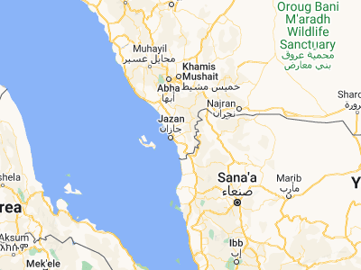 Map showing location of Abū ‘Arīsh (16.96887, 42.83251)
