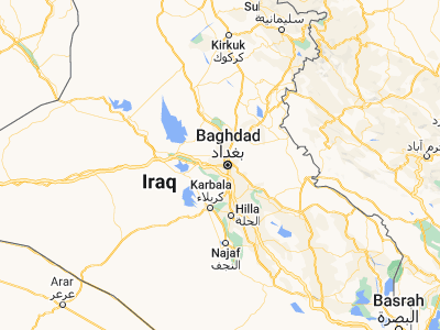 Map showing location of Abū Ghurayb (33.30703, 44.18694)
