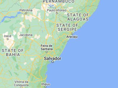 Map showing location of Acajutiba (-11.66222, -38.01722)