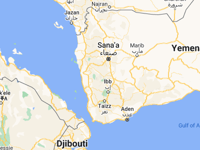 Map showing location of Aḑ Ḑil‘ (14.67199, 43.81828)