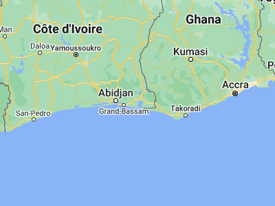 Map showing location of Adiaké (5.28634, -3.30402)